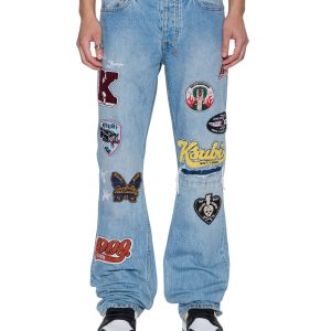 Mens Bronko True Patched Bootcut Denim Jeans