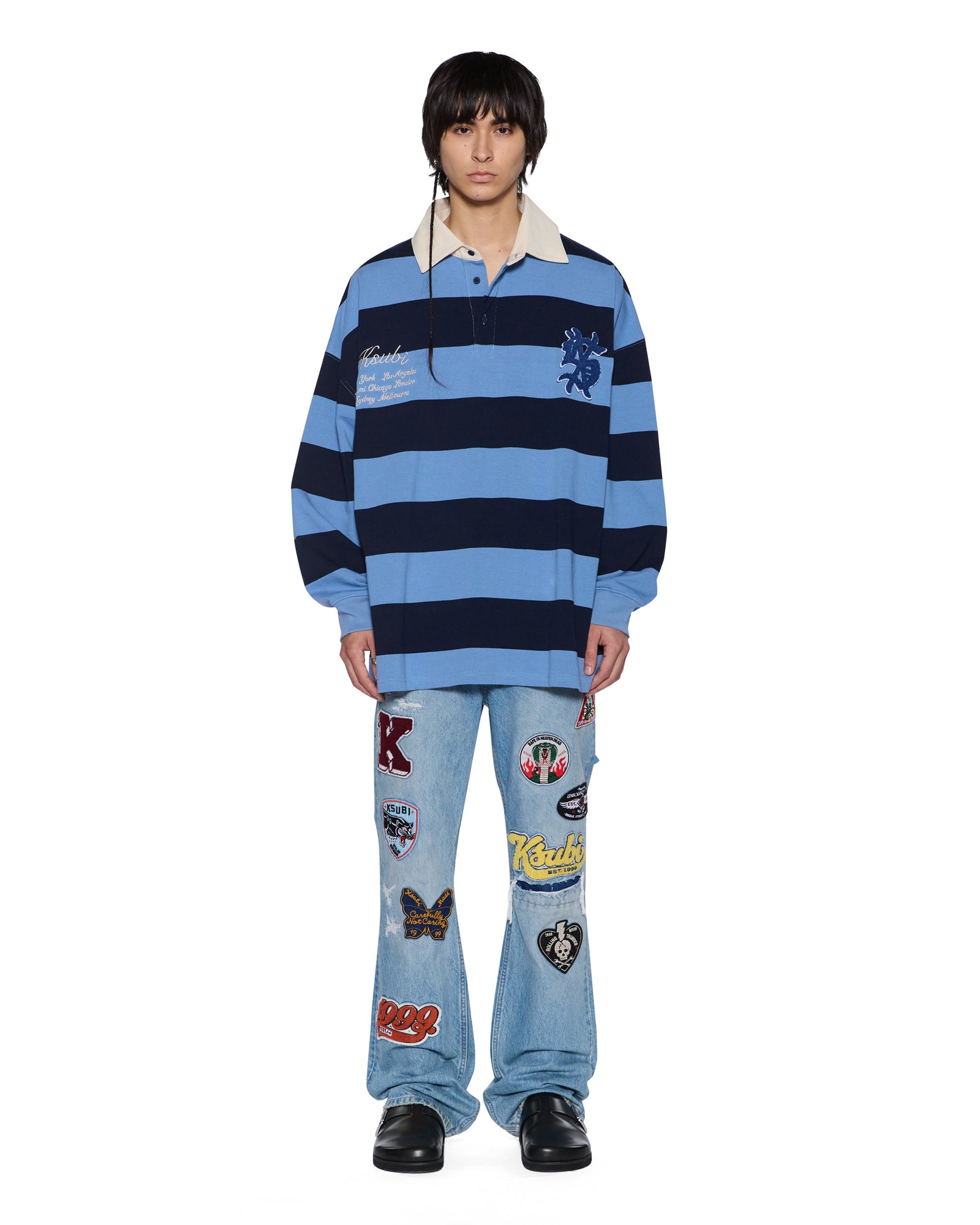 Mens Bronko True Patched Bootcut Denim Jeans - Image 2