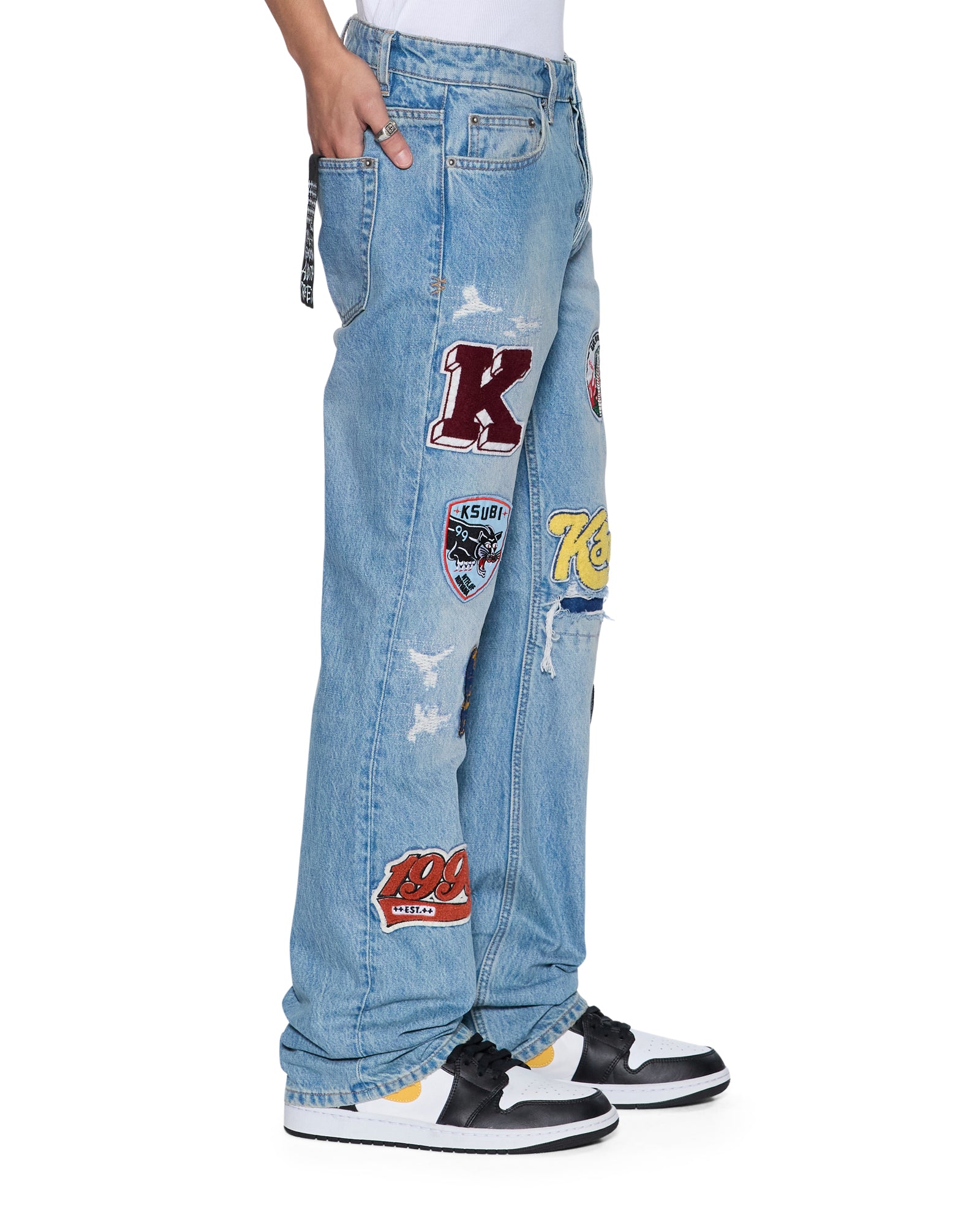 Mens Bronko True Patched Bootcut Denim Jeans - Image 3
