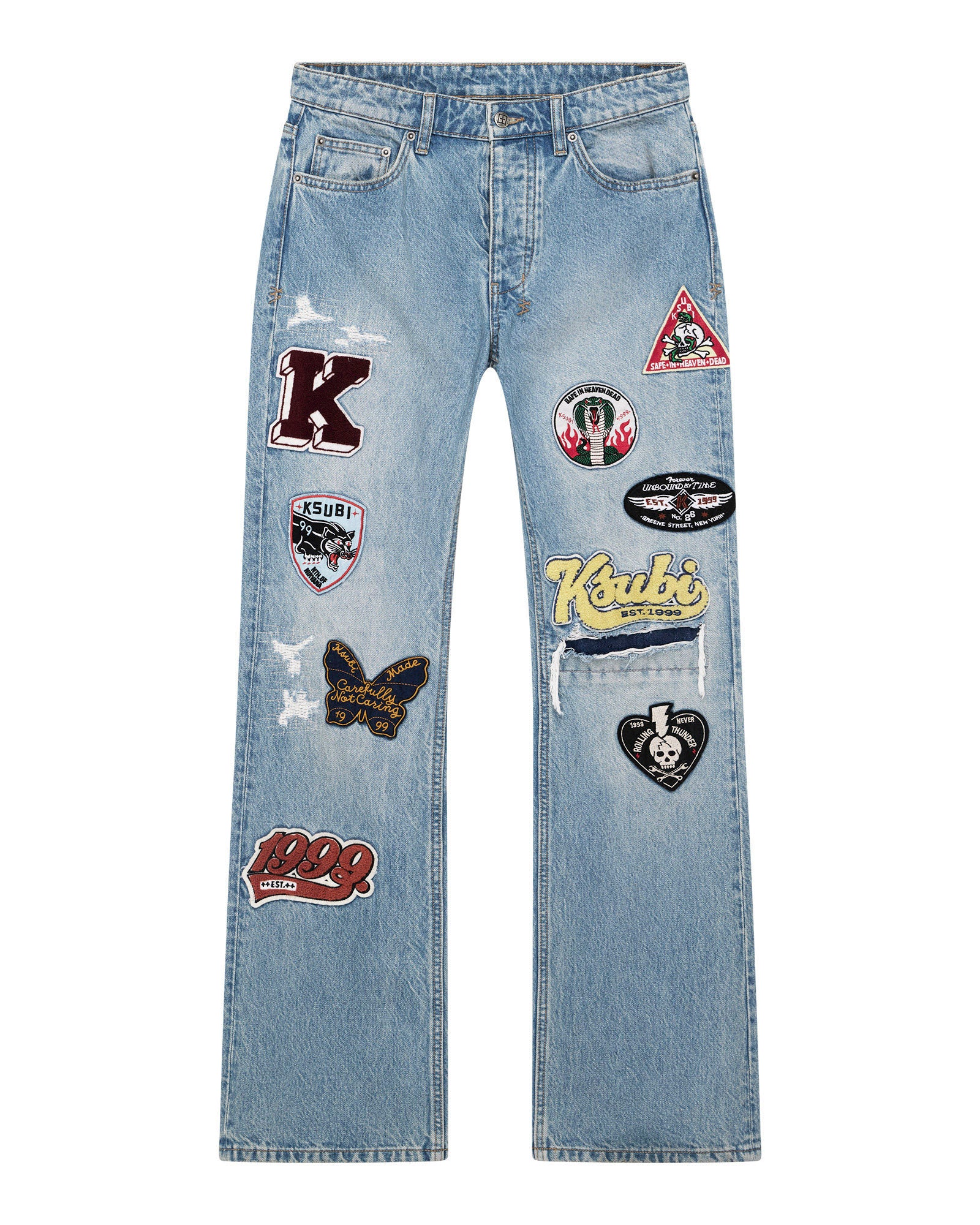 Mens Bronko True Patched Bootcut Denim Jeans - Image 6
