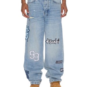 Mens Maxx Striker Patched Baggy Denim Jeans