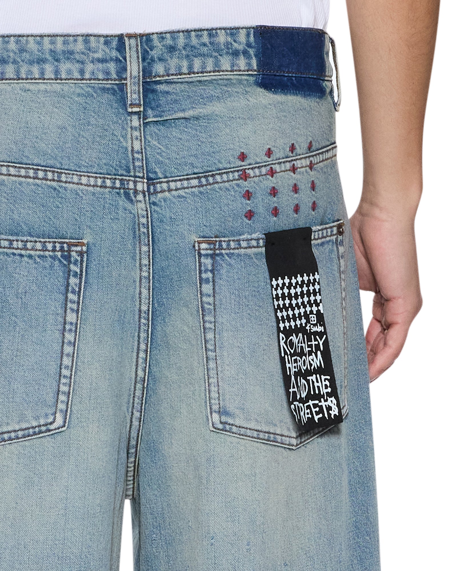 Mens Maxx Scatter Blue Baggy Denim Jeans - Image 3
