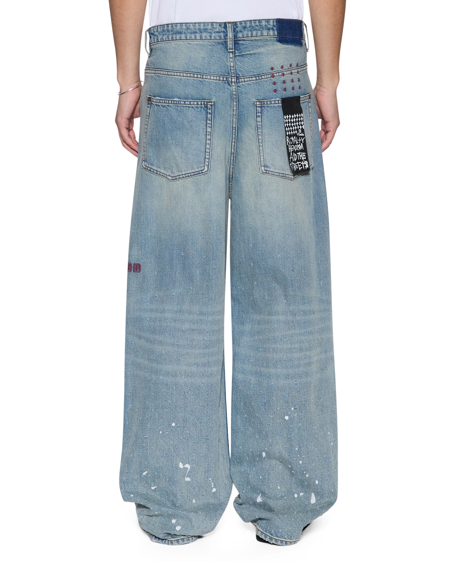 Mens Maxx Scatter Blue Baggy Denim Jeans - Image 4