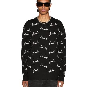 Skript Knit Crew Neck Sweater - Black