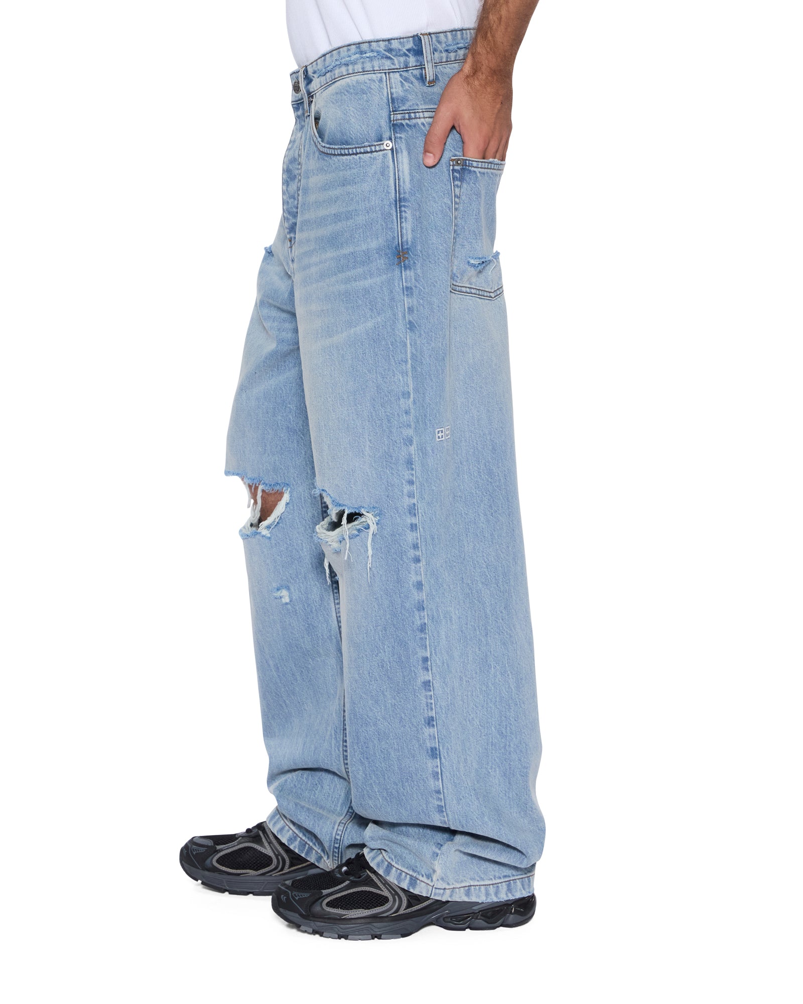 Mens Maxx Striker Trashed Baggy Denim Jeans - Image 3
