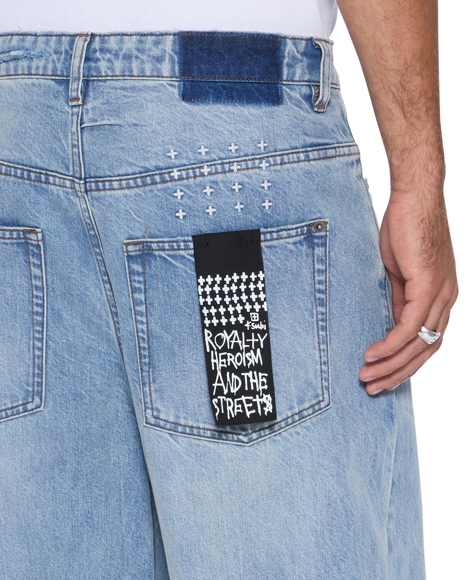 Mens Maxx Striker Trashed Baggy Denim Jeans - Image 5