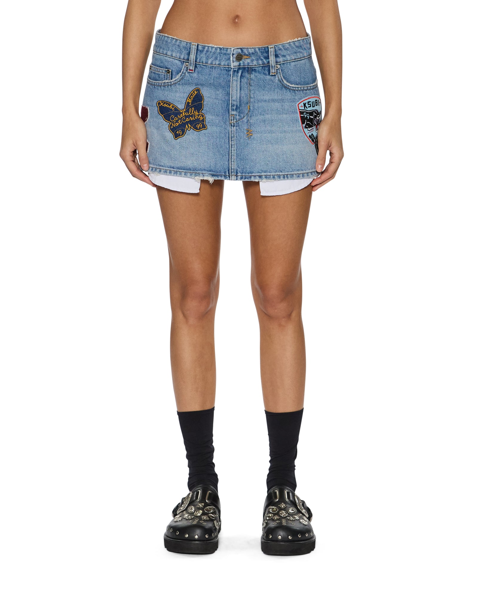 Womens Micro Mini Skirt Horizon Patch Skirts