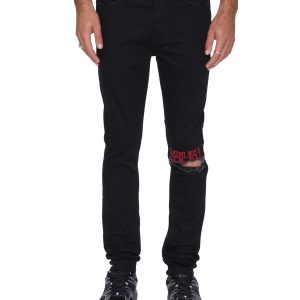 Mens Van Winkle Laid Black Sting Skinny Denim Jeans