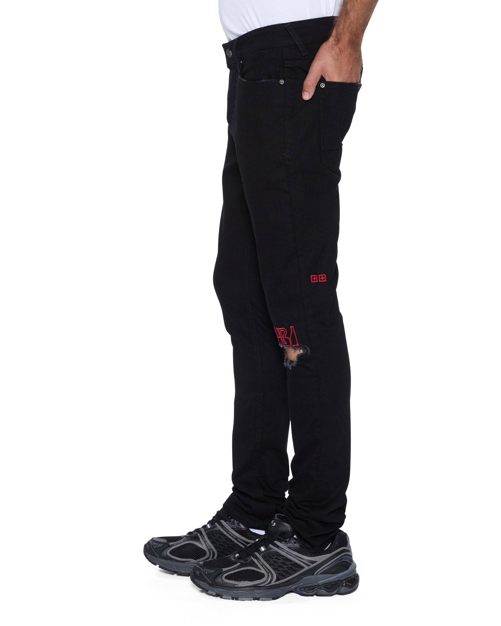 Mens Van Winkle Laid Black Sting Skinny Denim Jeans - Image 3