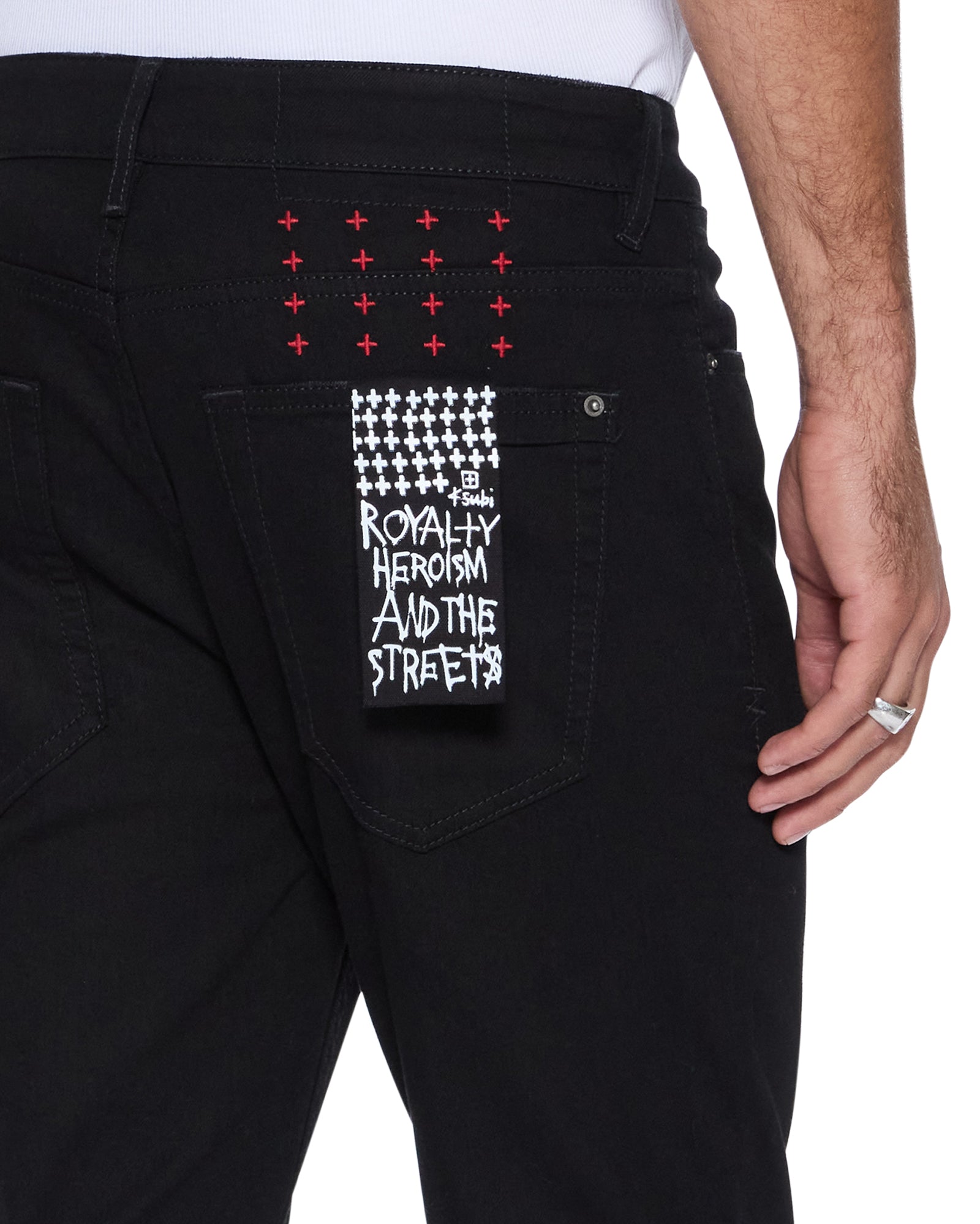 Mens Van Winkle Laid Black Sting Skinny Denim Jeans - Image 5
