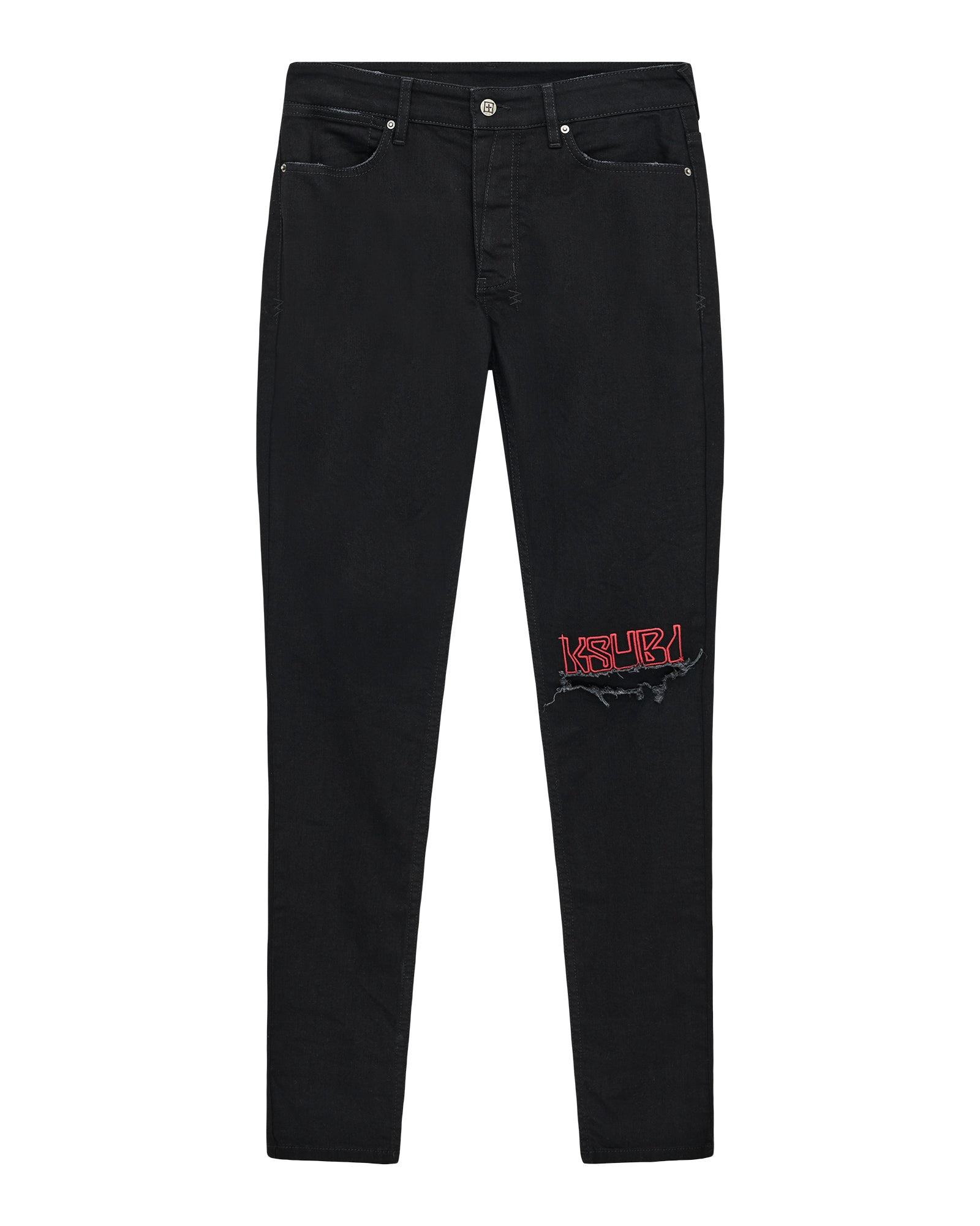 Mens Van Winkle Laid Black Sting Skinny Denim Jeans - Image 7