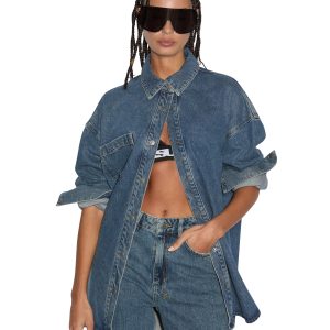 Oversized Long Sleeve Shirt Subway - Mid Blue Denim