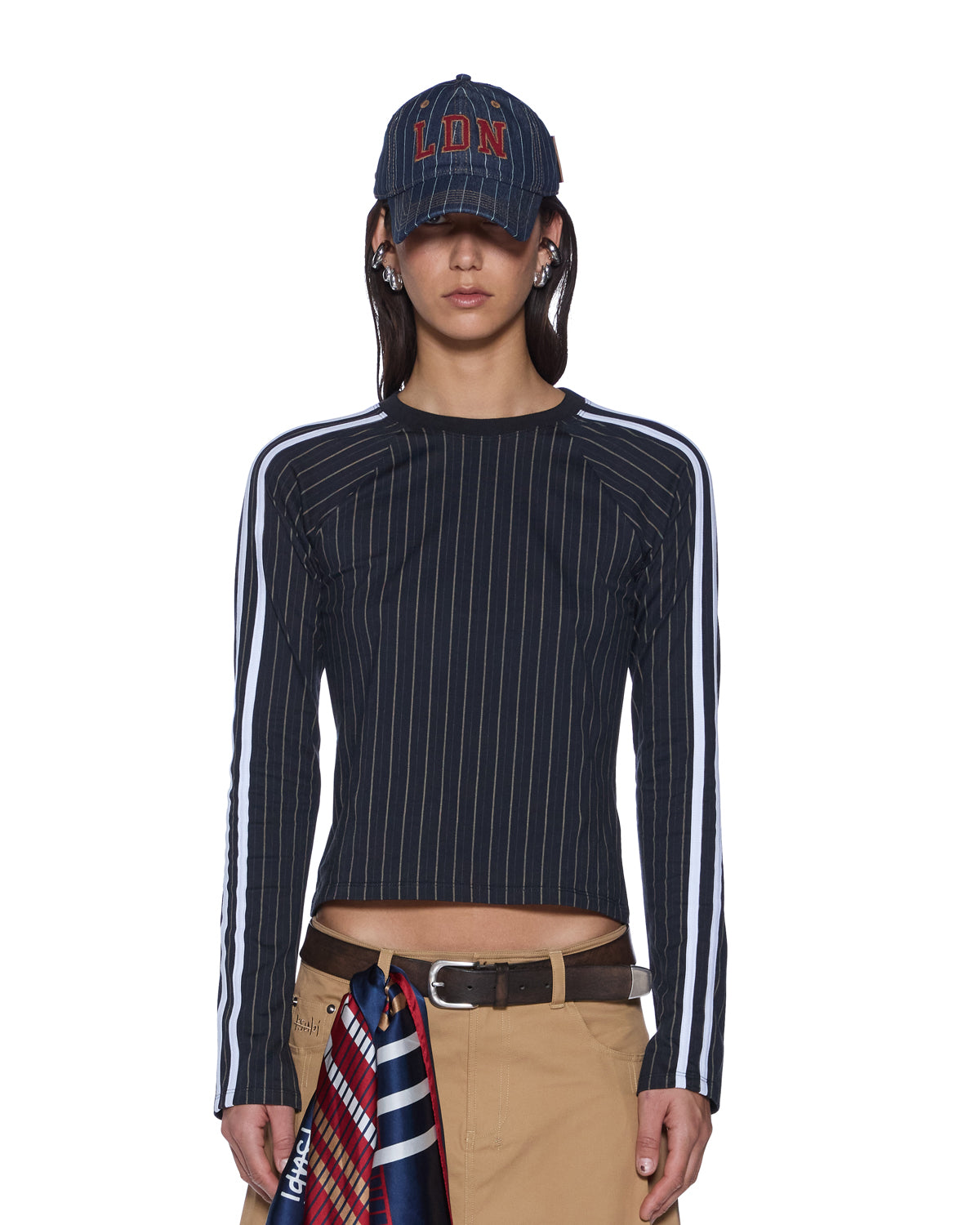 Womens Porter Ls Top Black Pinstripe Fashion Tops - Image 3