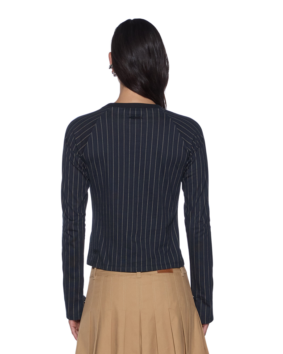 Womens Porter Ls Top Black Pinstripe Fashion Tops - Image 4