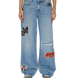 Womens Low Rider Horizon Patch Relaxed Denim Jeans