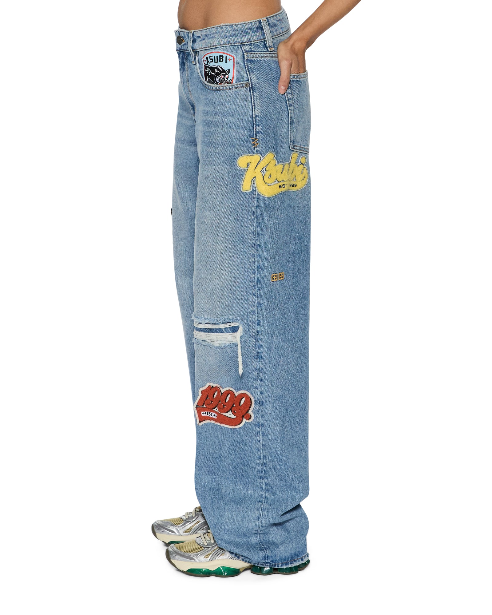 Womens Low Rider Horizon Patch Relaxed Denim Jeans - Image 3