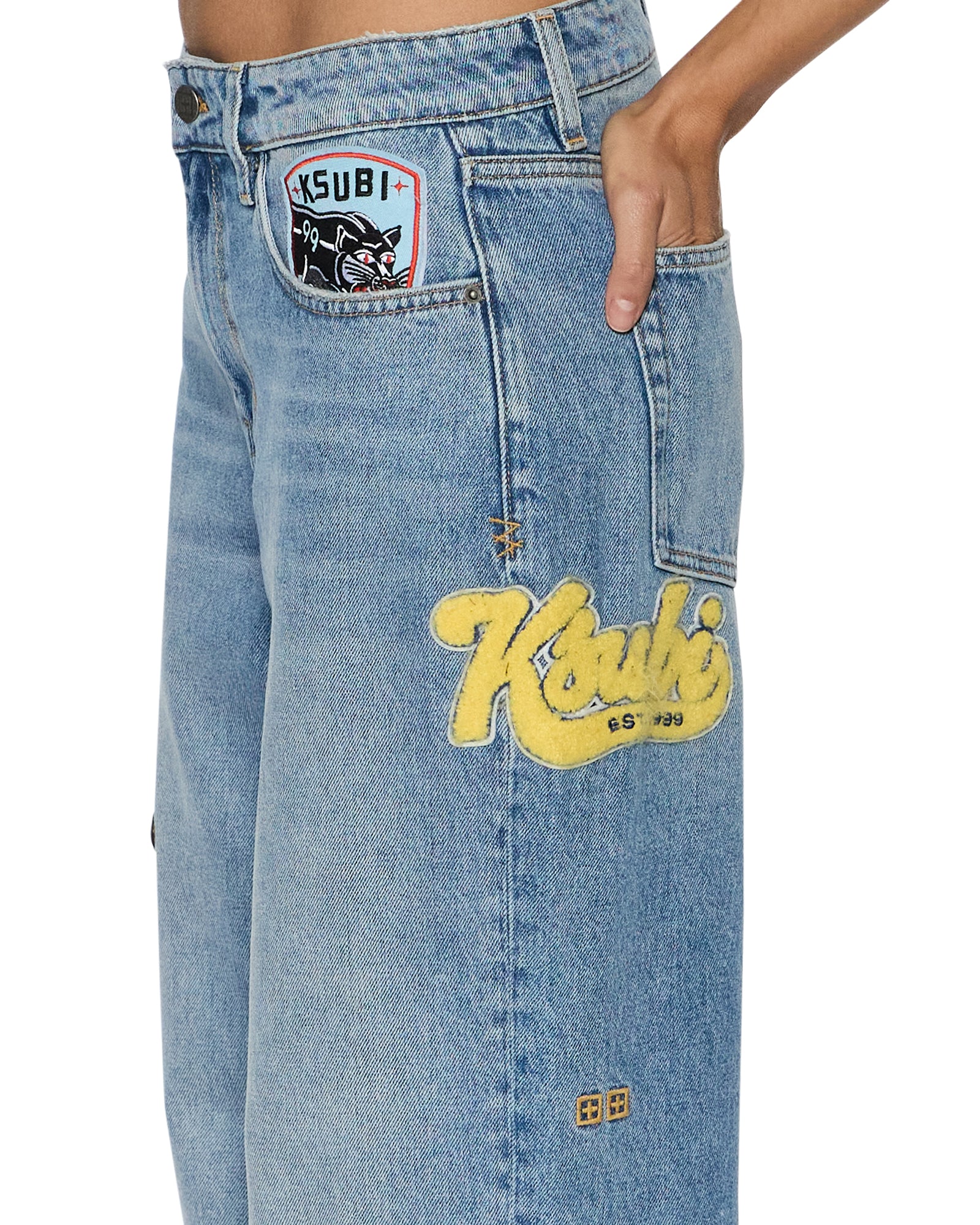 Womens Low Rider Horizon Patch Relaxed Denim Jeans - Image 4