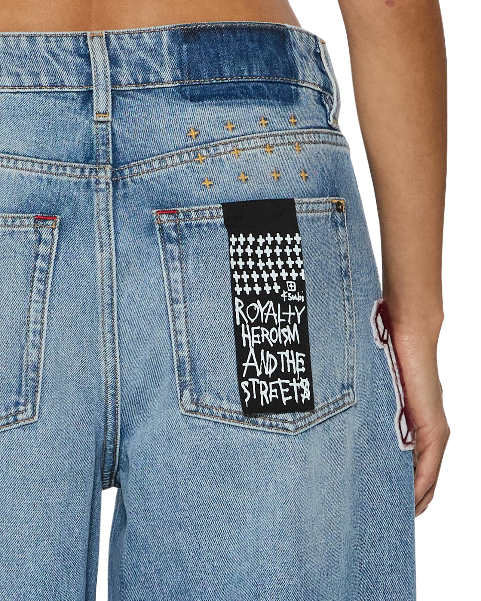 Womens Low Rider Horizon Patch Relaxed Denim Jeans - Image 5