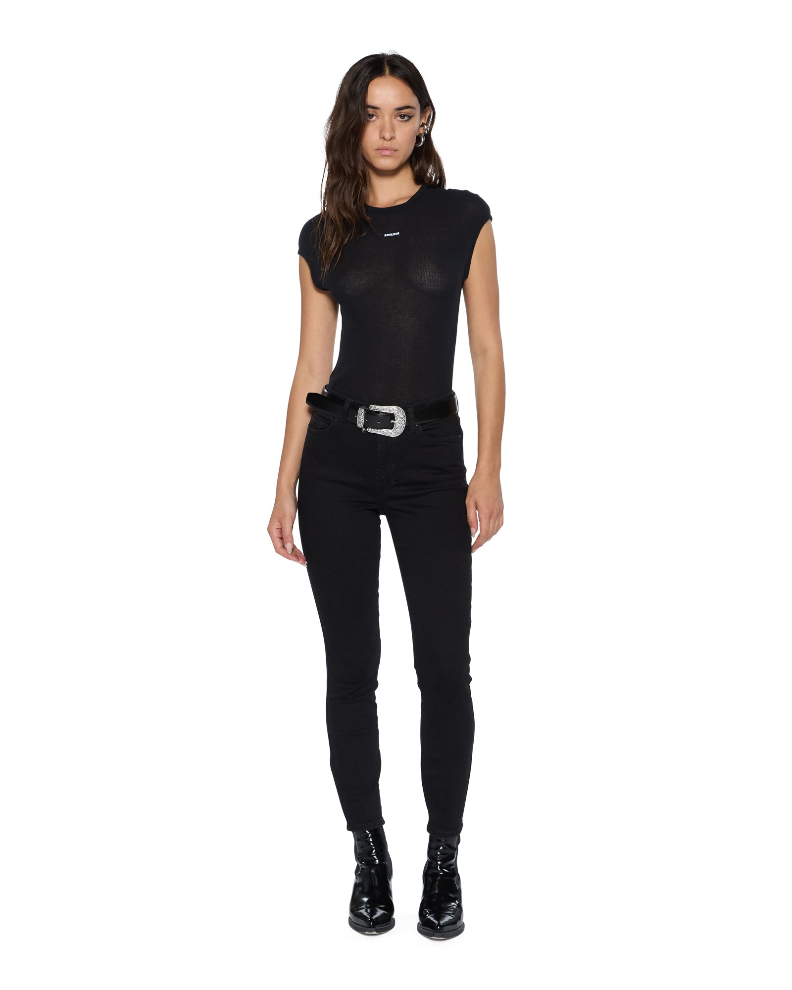 Womens Staple Ss Tee Black Sheer Tees - Image 2