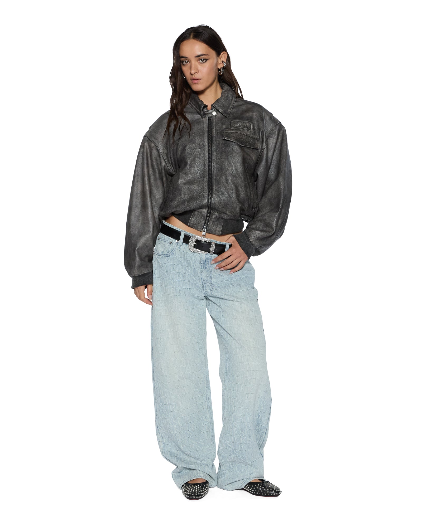 Womens Low Rider Tile Relaxed Denim Jeans - Image 2