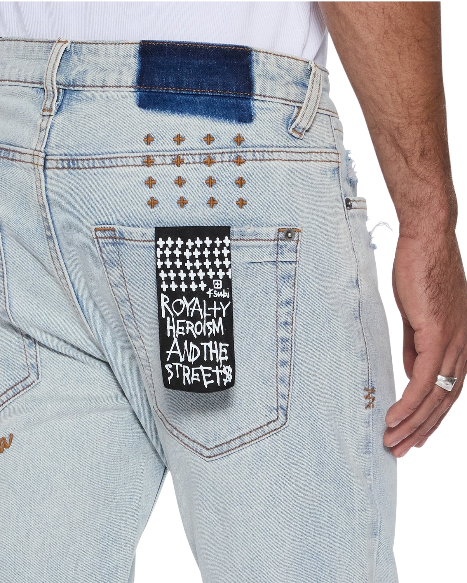 Mens Van Winkle Frost Blue Arch Skinny Denim Jeans - Image 5