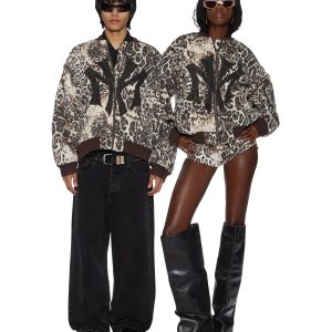 Womens Mowalola Bomber Cheetah Trashed Jackets