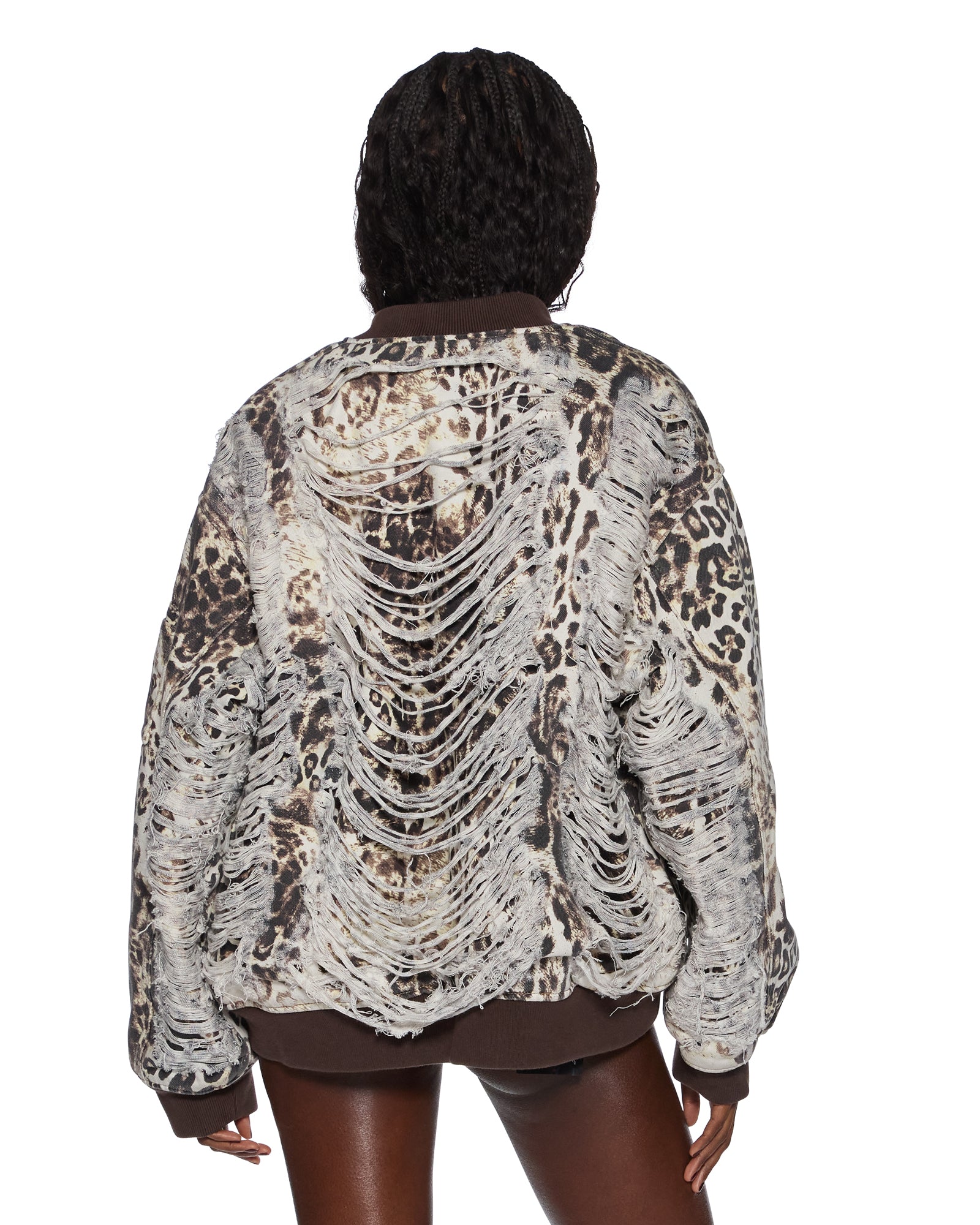 Womens Mowalola Bomber Cheetah Trashed Jackets - Image 2