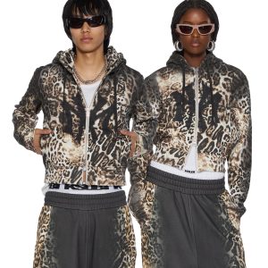 Womens Mowalola Zip Hoodie Cheetah Fleece