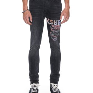 Mens Van Winkle Blakk Metal Skinny Denim Jeans