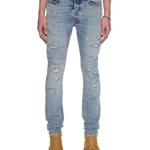 Mens Van Winkle Paint Summer Blue Skinny Denim Jeans