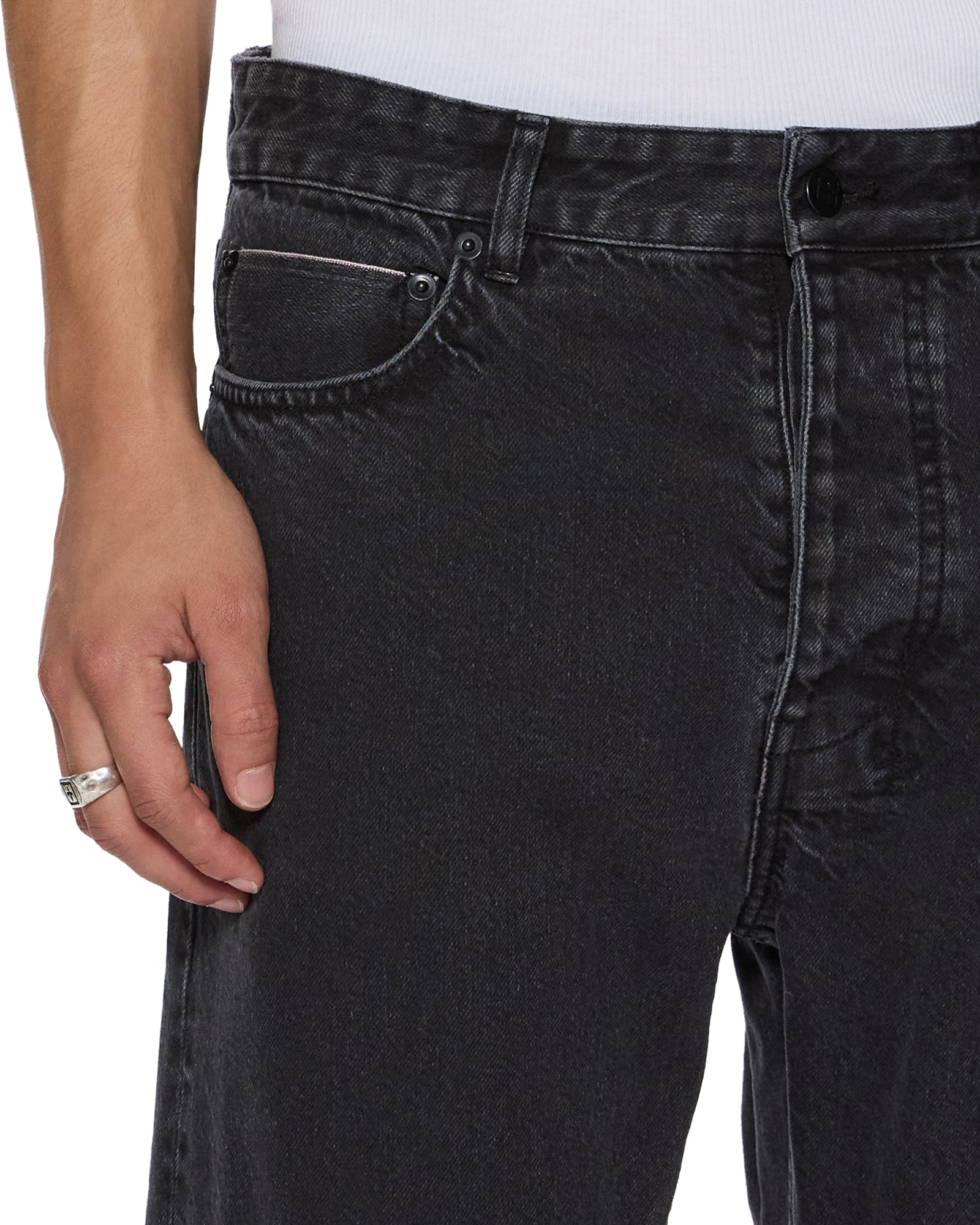 Hazlow Selvedge NY Black Straight Leg Jeans - Image 5