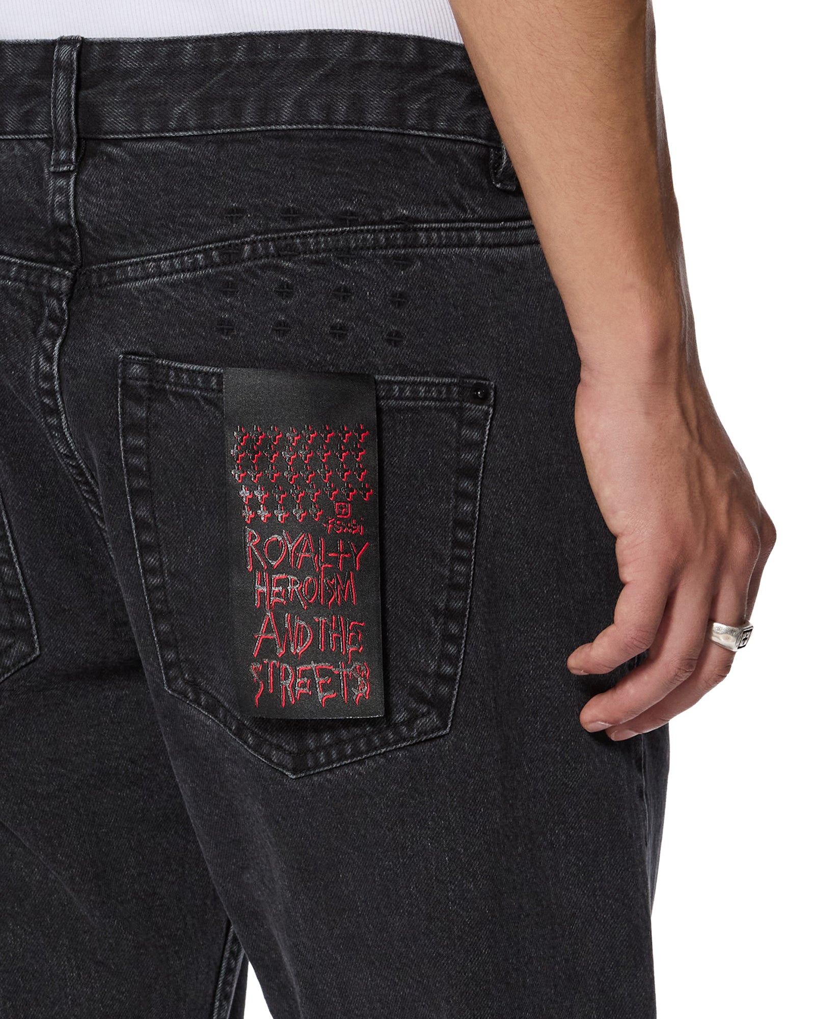 Hazlow Selvedge NY Black Straight Leg Jeans - Image 6