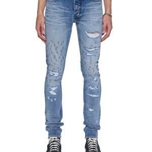 Mens Van Winkle Dakota Blue Repair Skinny Denim Jeans