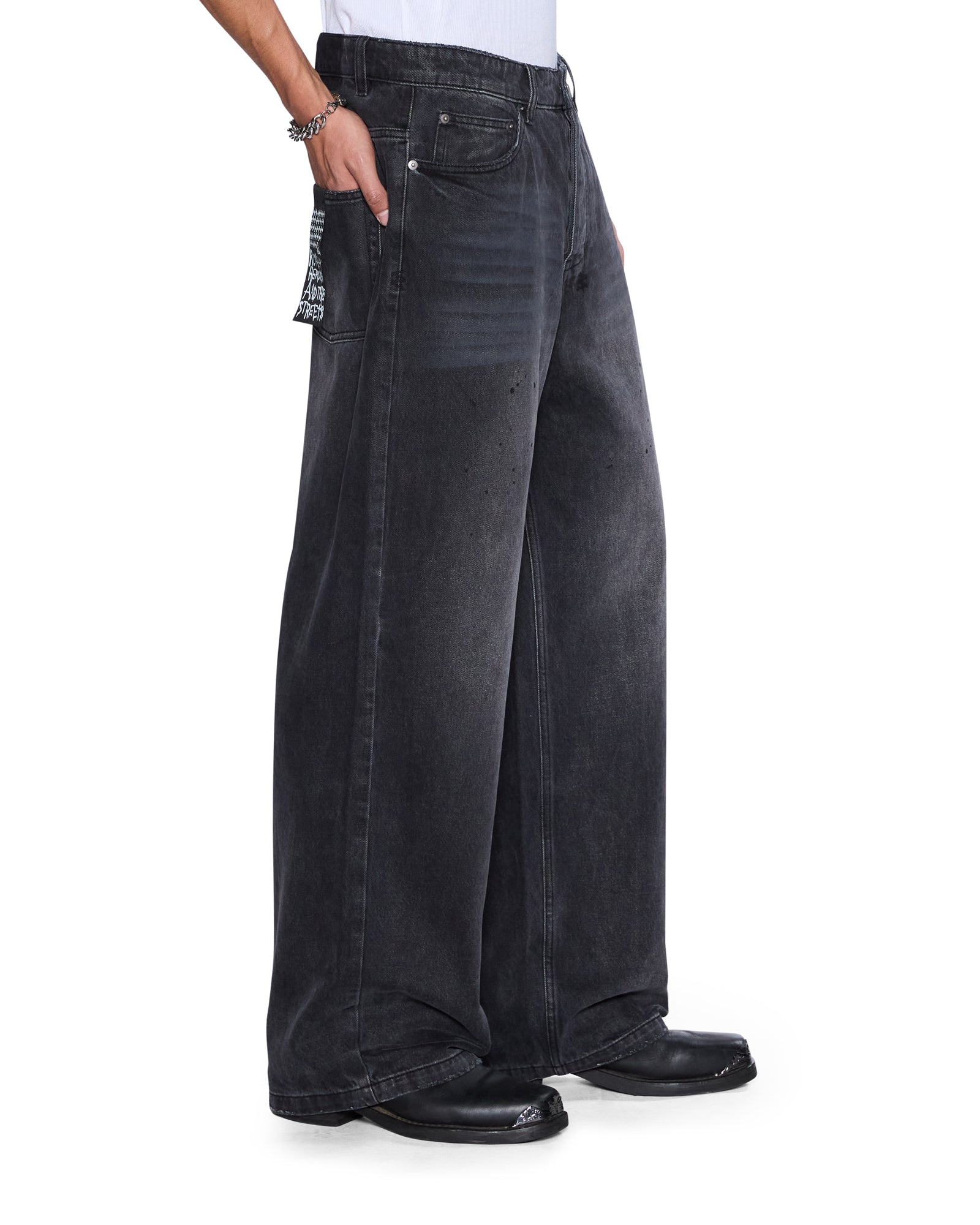 Mens Maxx Carbon Black Baggy Denim Jeans - Image 3
