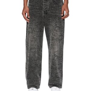 Maxx Stencil Stitch Straight Leg Jeans