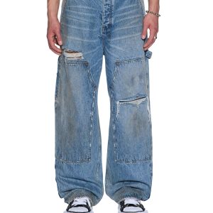 Mens Operator Pant 70'S Blue Relaxed Denim Jeans