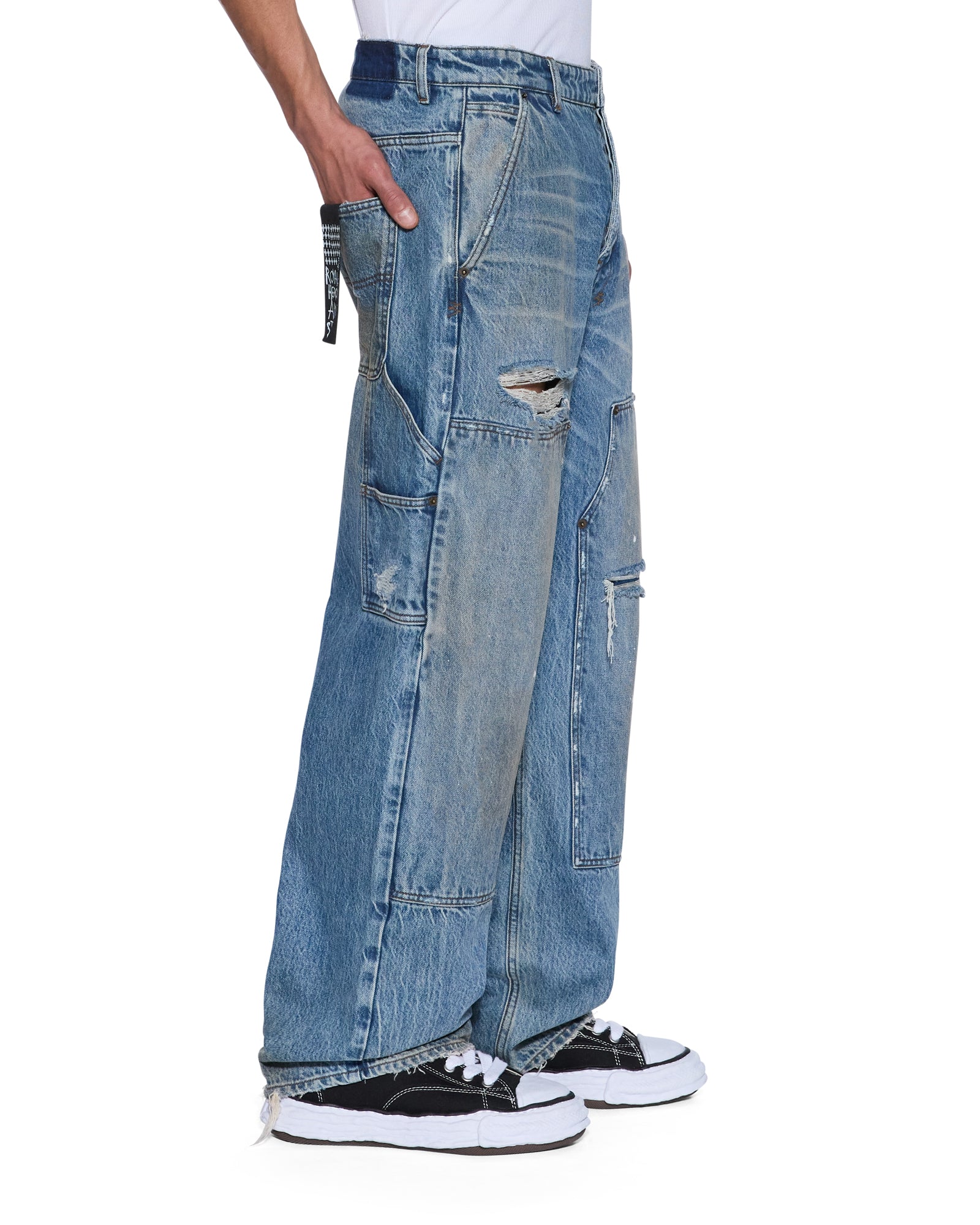 Mens Operator Pant 70'S Blue Relaxed Denim Jeans - Image 2