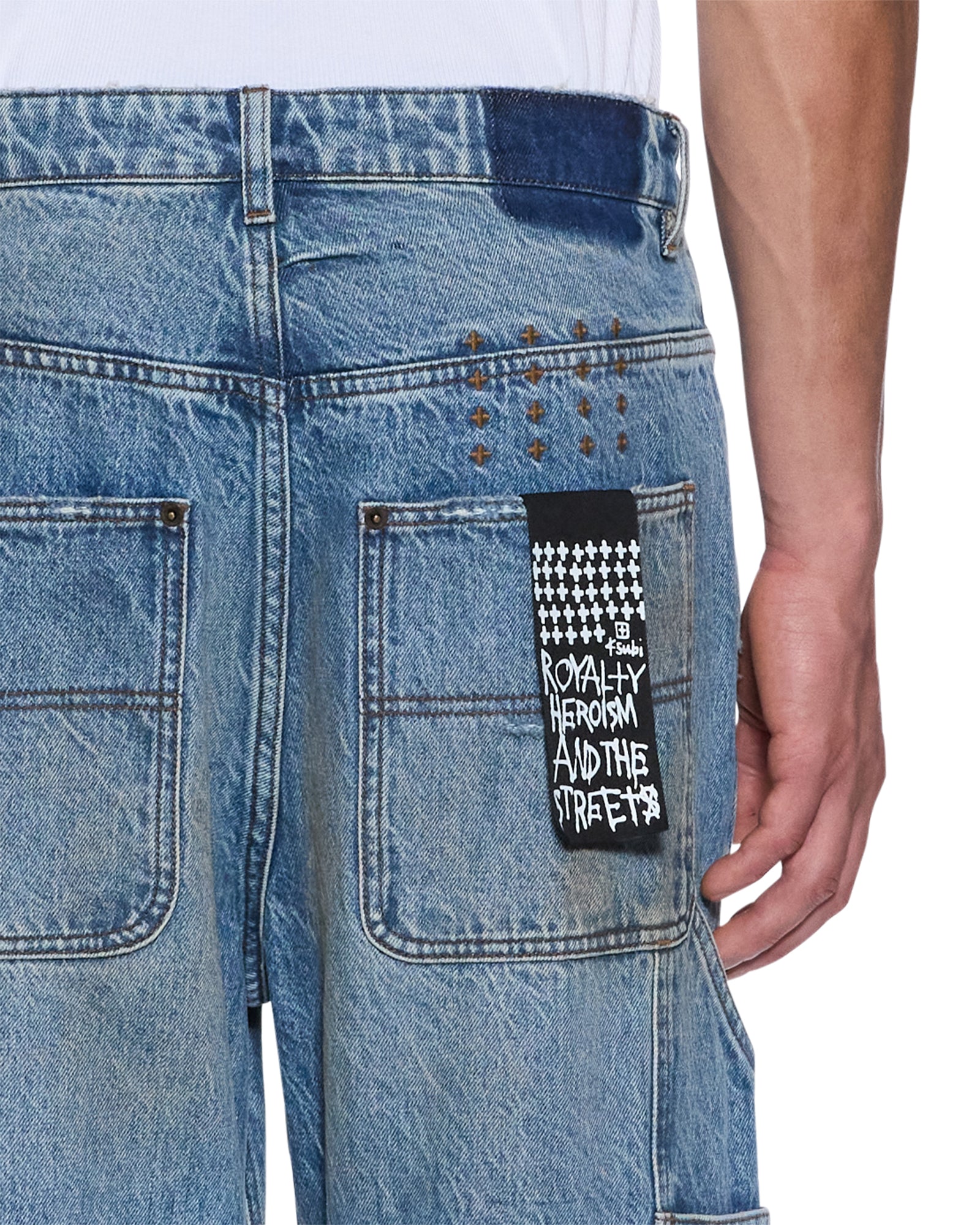 Mens Operator Pant 70'S Blue Relaxed Denim Jeans - Image 3