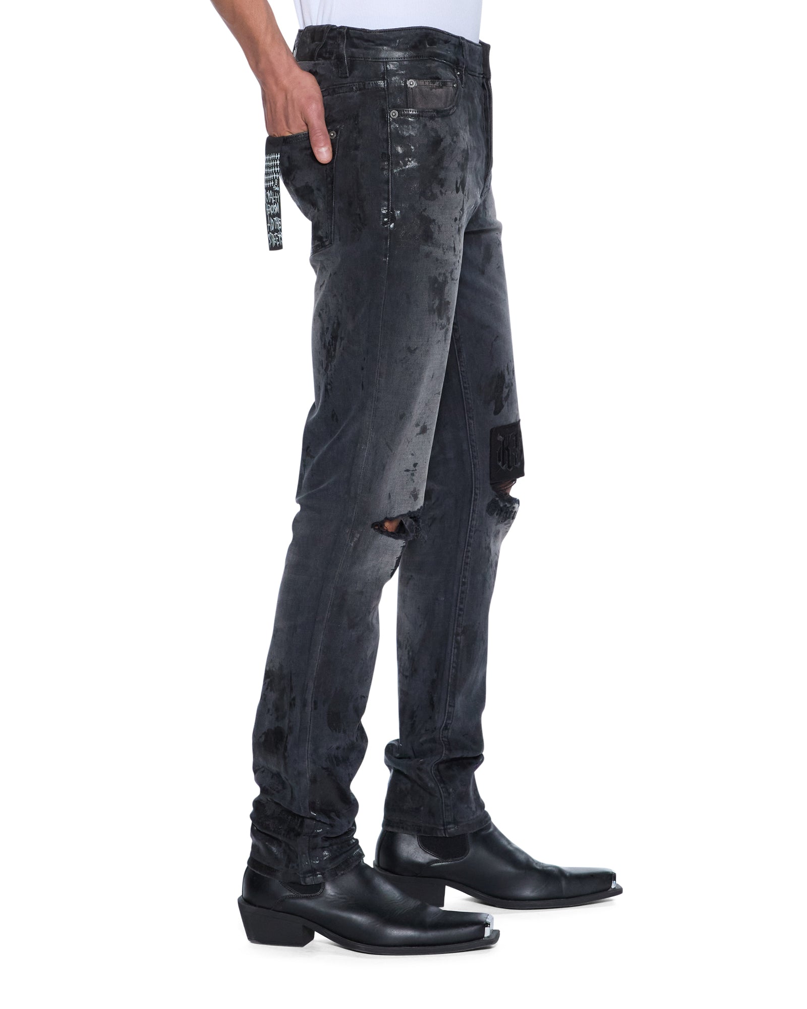 Mens Chitch Powder Grey Praying Slim Denim Jeans - Image 2