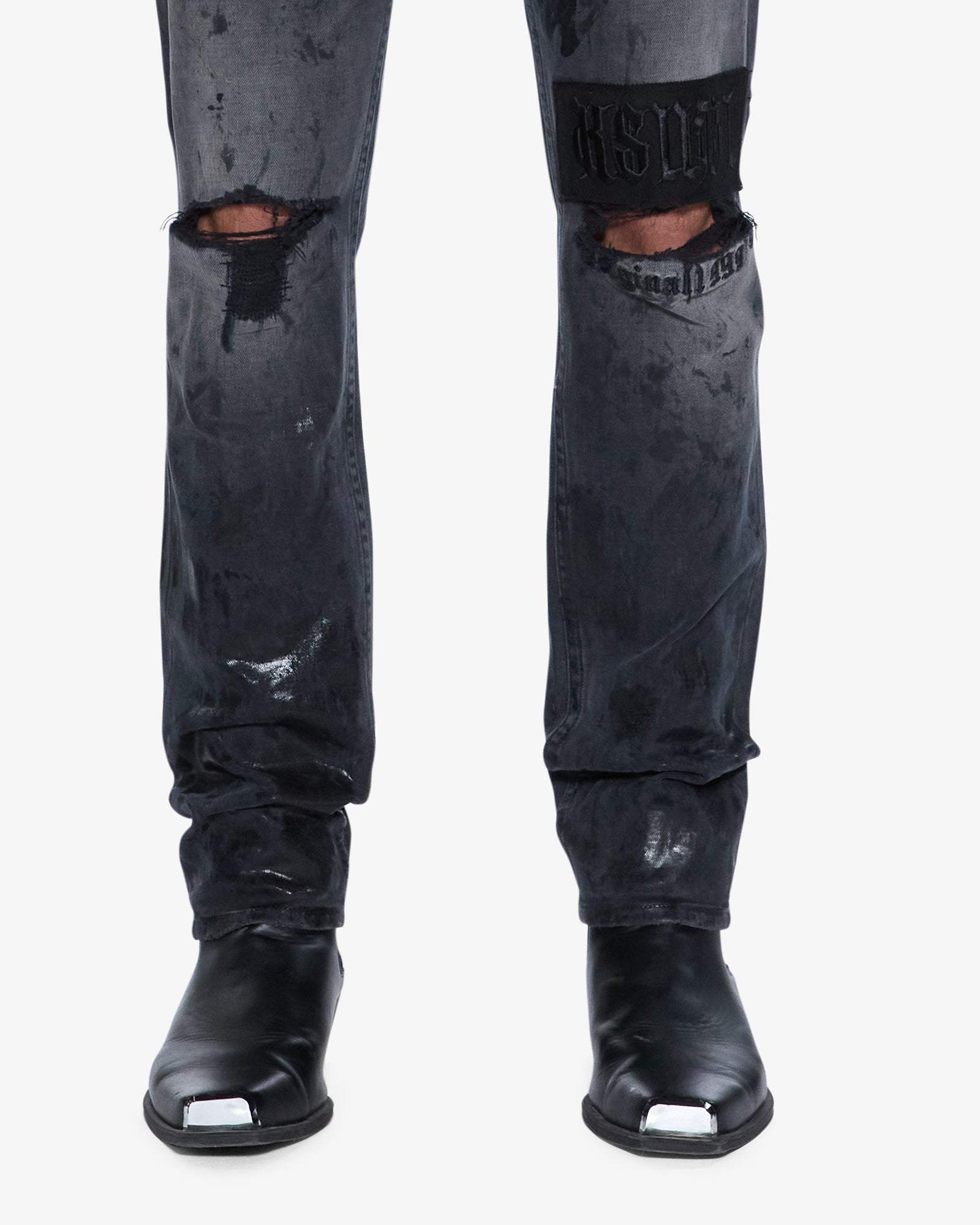 Mens Chitch Powder Grey Praying Slim Denim Jeans - Image 4