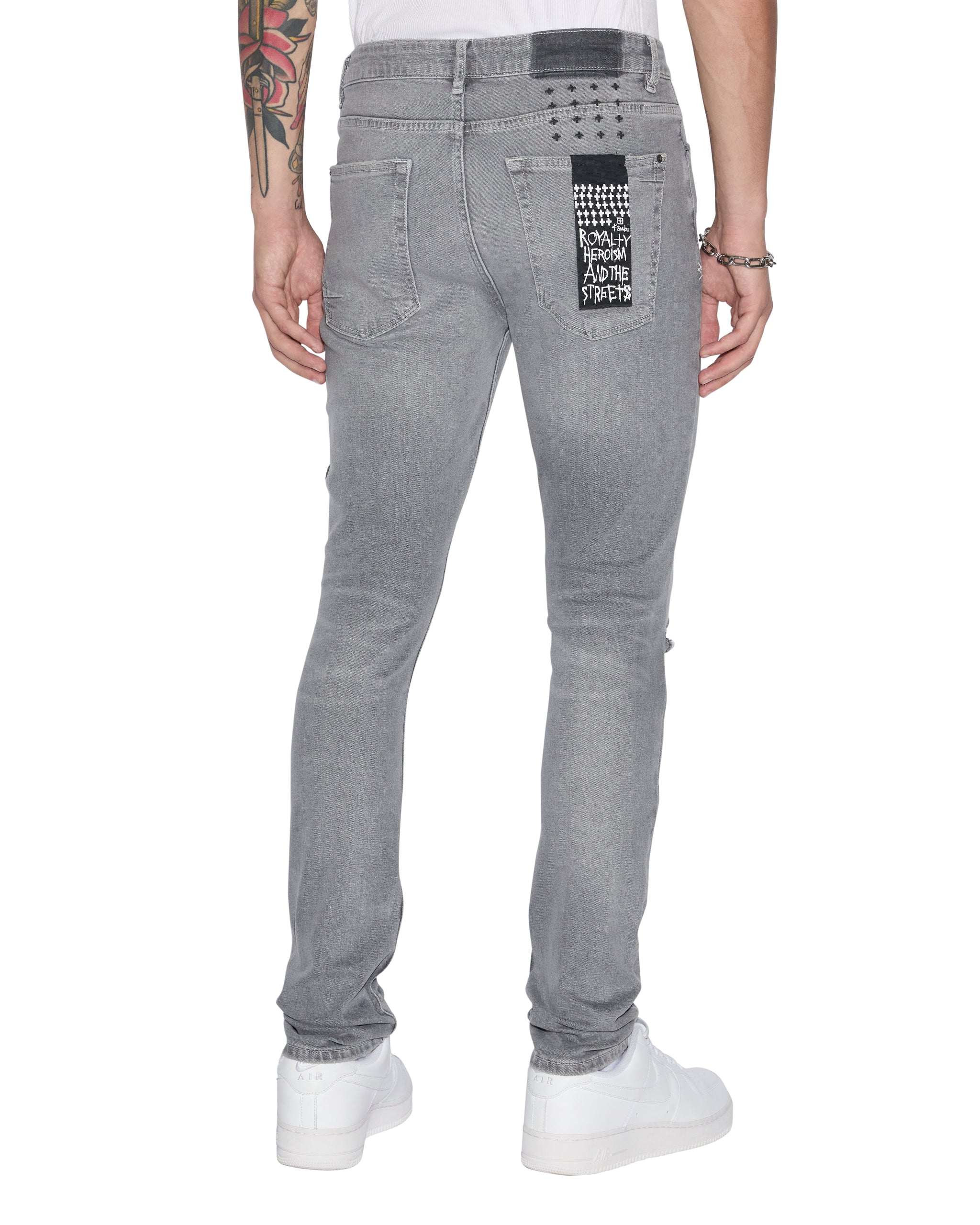 Van Winkle Thrifted Skinny Jeans - Faded Grey Denim - Image 3