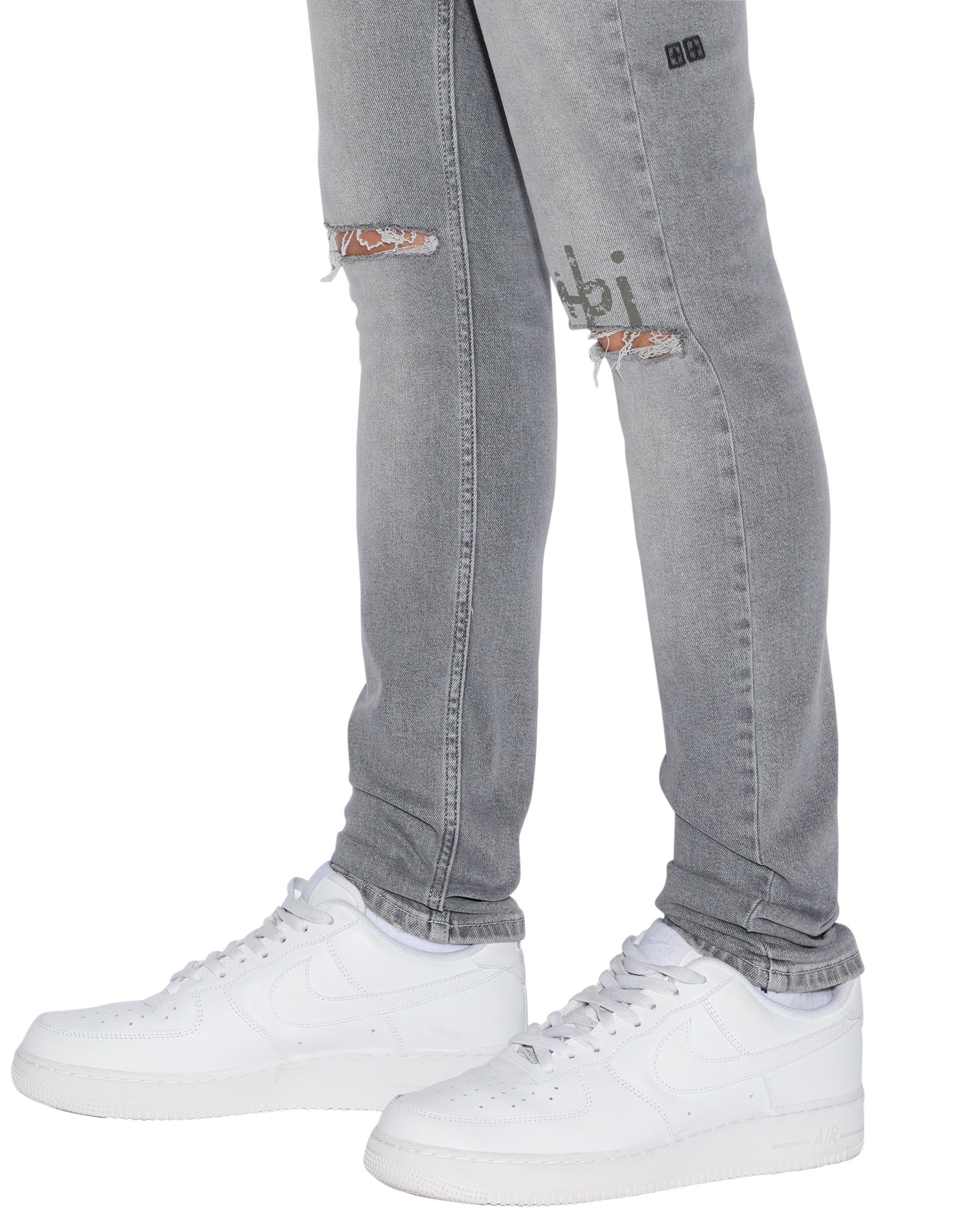 Van Winkle Thrifted Skinny Jeans - Faded Grey Denim - Image 4