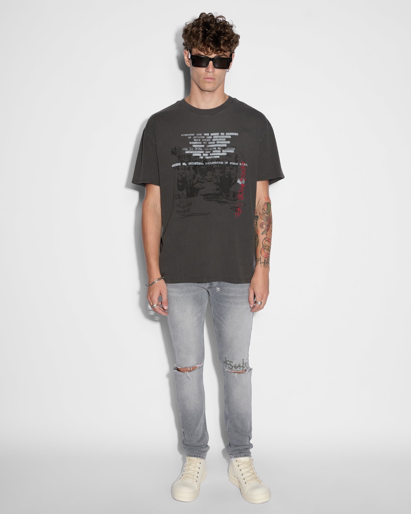Van Winkle Thrifted Skinny Jeans - Faded Grey Denim - Image 6