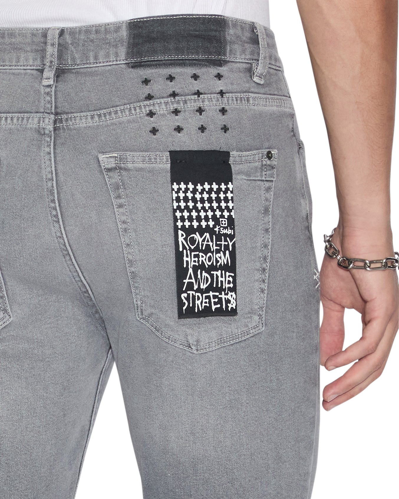 Van Winkle Thrifted Skinny Jeans - Faded Grey Denim - Image 7