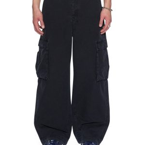 Mens Maxx Fugitive Cargo Worn Black Pants