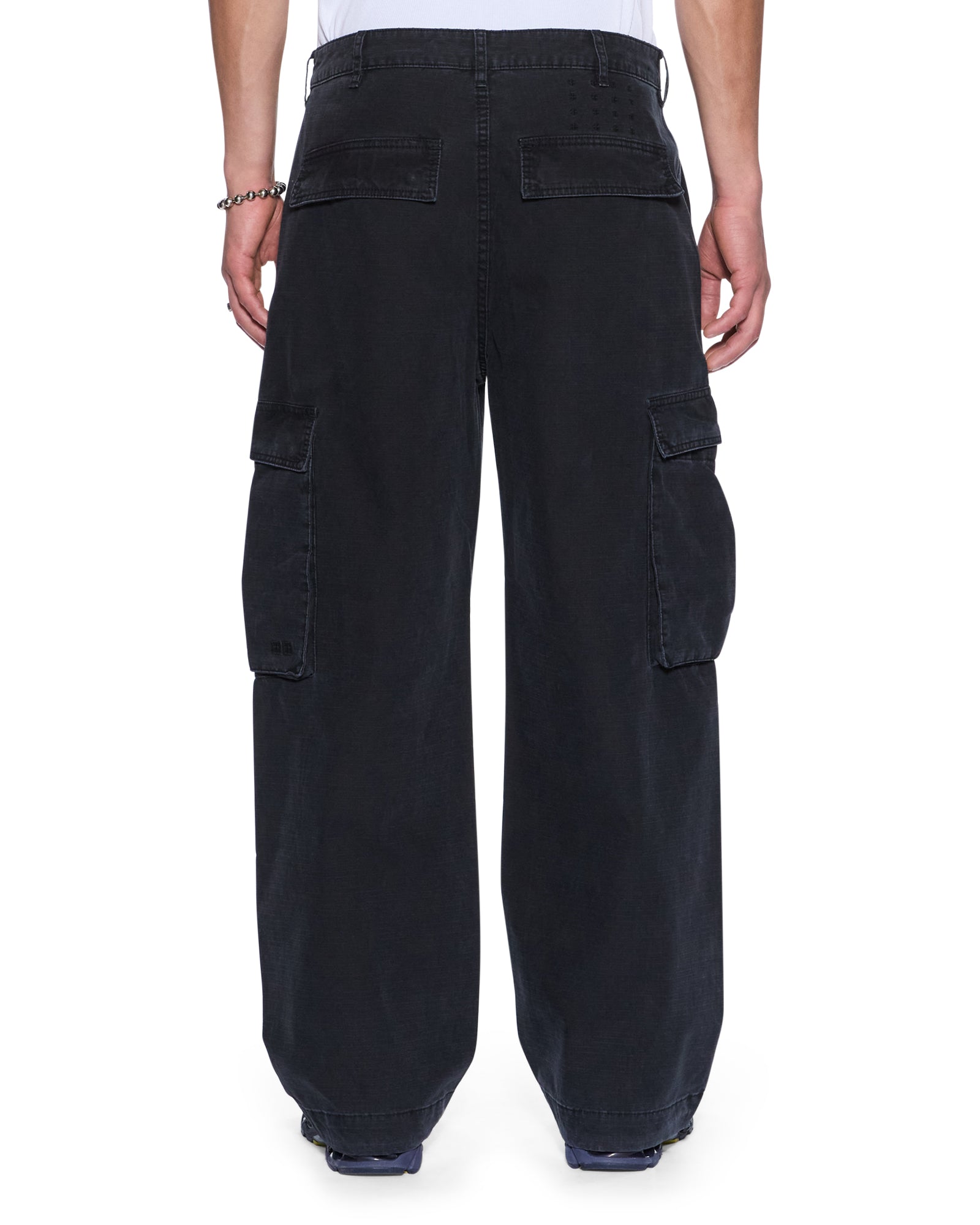 Mens Maxx Fugitive Cargo Worn Black Pants - Image 3