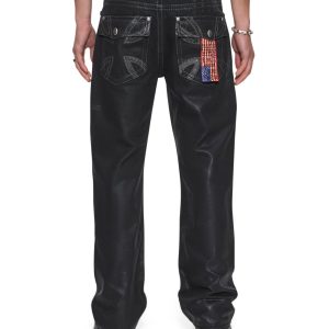 Mens Ksubi X Alice Hollywood Toro Black Wax Bootcut Denim Jeans