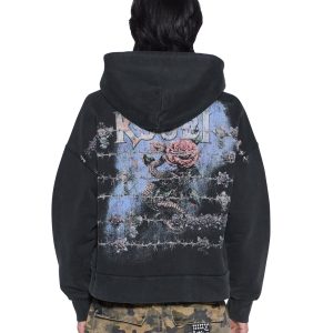Mens Death Snake Halen Zip Hoodie Ash Fleece