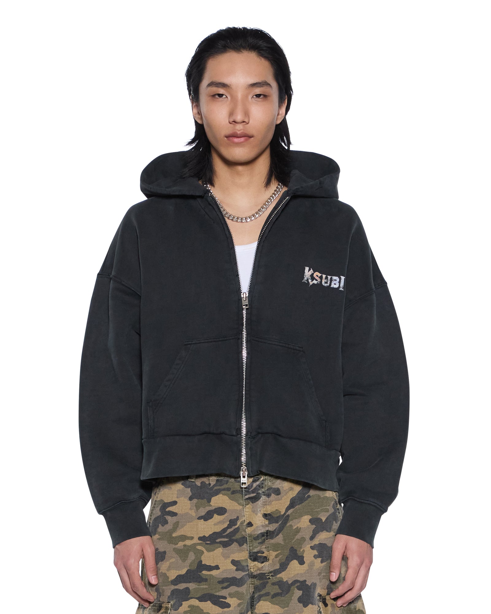 Mens Death Snake Halen Zip Hoodie Ash Fleece - Image 2