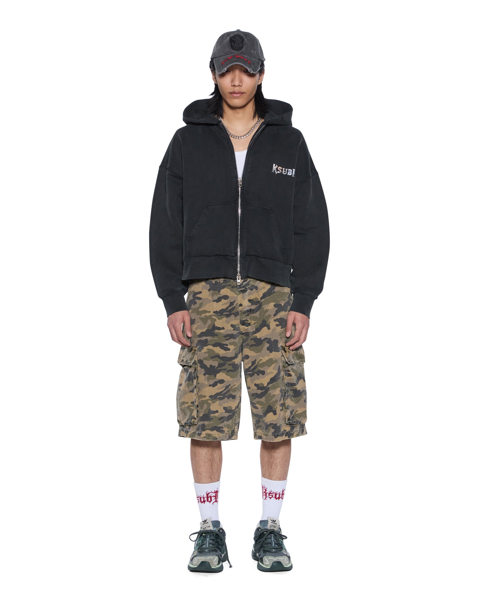 Mens Death Snake Halen Zip Hoodie Ash Fleece - Image 3